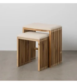 Zestaw 2 ławek BELLAMONTE 50 cm 41 cm drewno teak