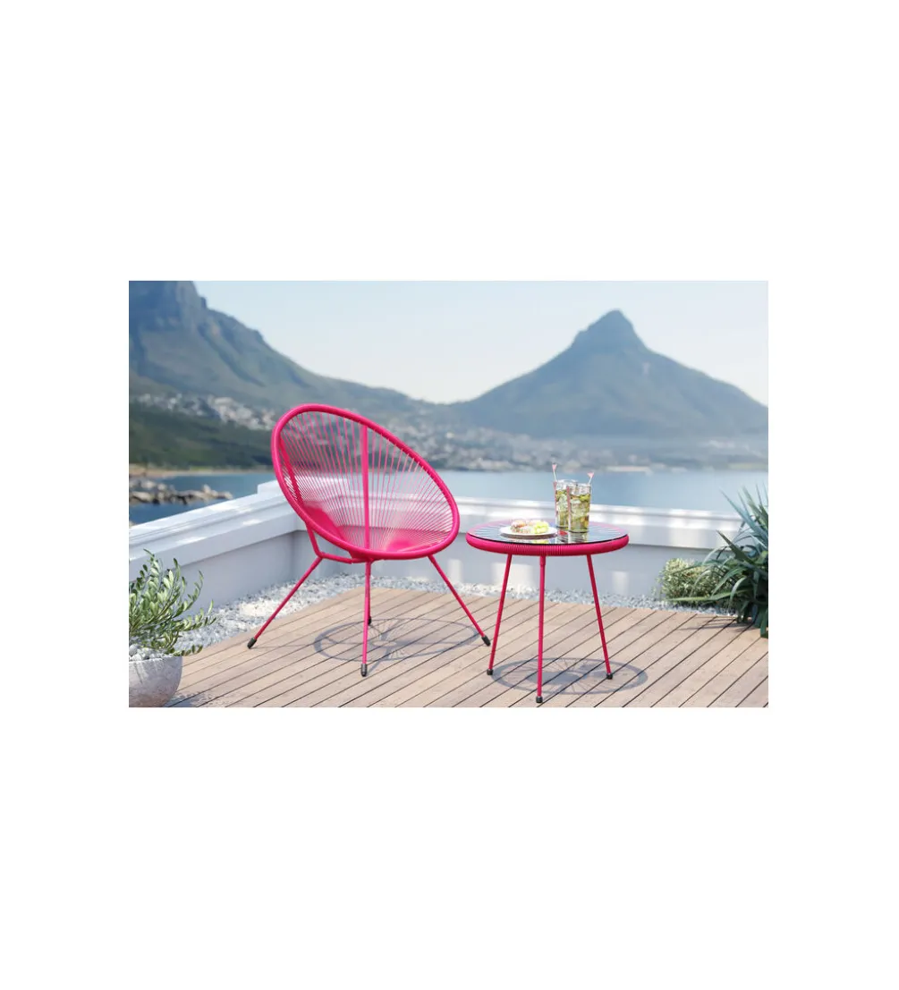 Zestaw fotel i stolik ACAPULCO MONO 85 i 50 cm różowe