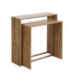 Zestaw 2 konsol BELLAMONTE 85 cm 75 cm drewno teak