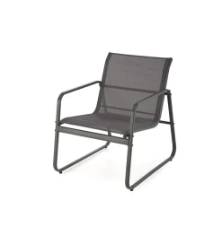 Zestaw ogrodowy CONOR sofa 114 cm dwa fotele 76 cm stolik 75 cm czarno szary