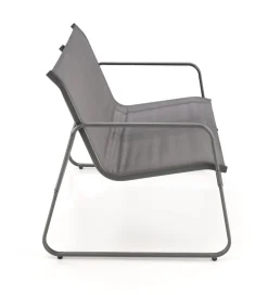 Zestaw ogrodowy CONOR sofa 114 cm dwa fotele 76 cm stolik 75 cm czarno szary
