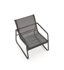 Zestaw ogrodowy CONOR sofa 114 cm dwa fotele 76 cm stolik 75 cm czarno szary