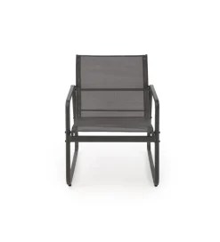 Zestaw ogrodowy CONOR sofa 114 cm dwa fotele 76 cm stolik 75 cm czarno szary