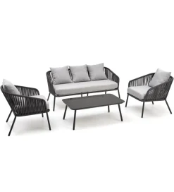 Zestaw ogrodowy ROCCA ciemnoszary - sofa + 2 x fotel + ława