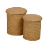 Zestaw 2 puf BROGLA z schowkiem 40 cm 35 cm ratan