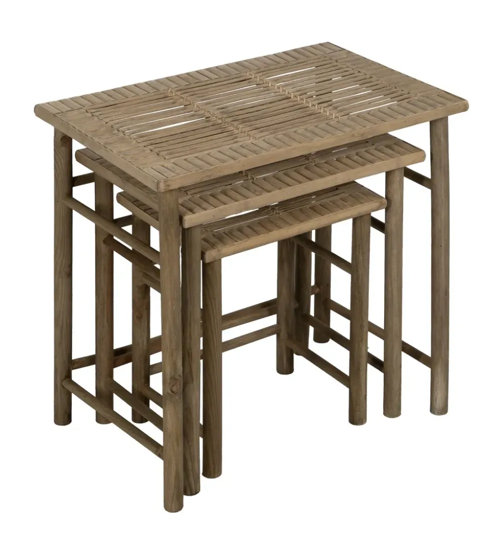 Zestaw stolików BAMBÚ 57 cm 45 cm 34 cm bambus