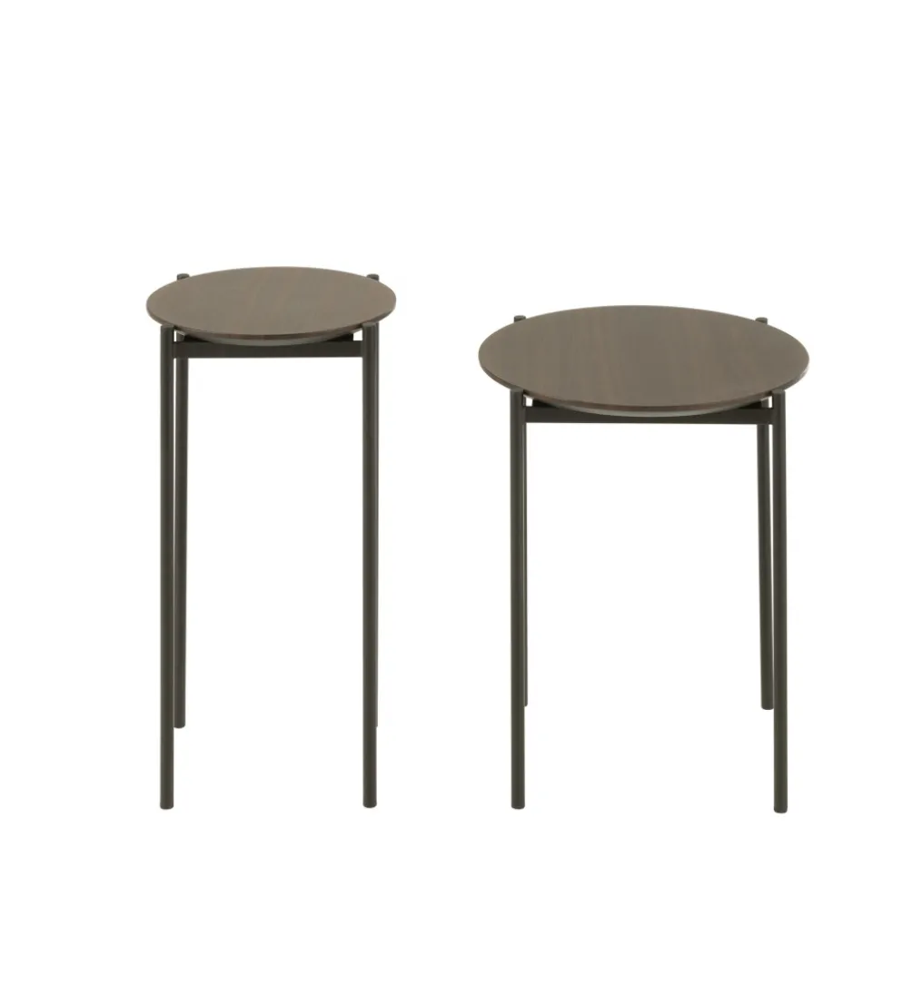 Zestaw 2 stolików bocznych DOMERESU 43 cm i 33 cm ciemno brązowy