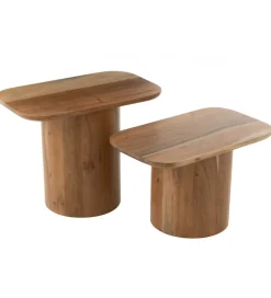 Zestaw 2 stolików kawowych ACATA 60 cm 80 cm drewno akacja