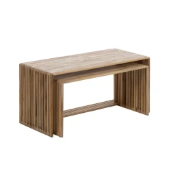 Zestaw 2 stolików kawowych BELLAMONTE 85 cm 75 cm drewno teak