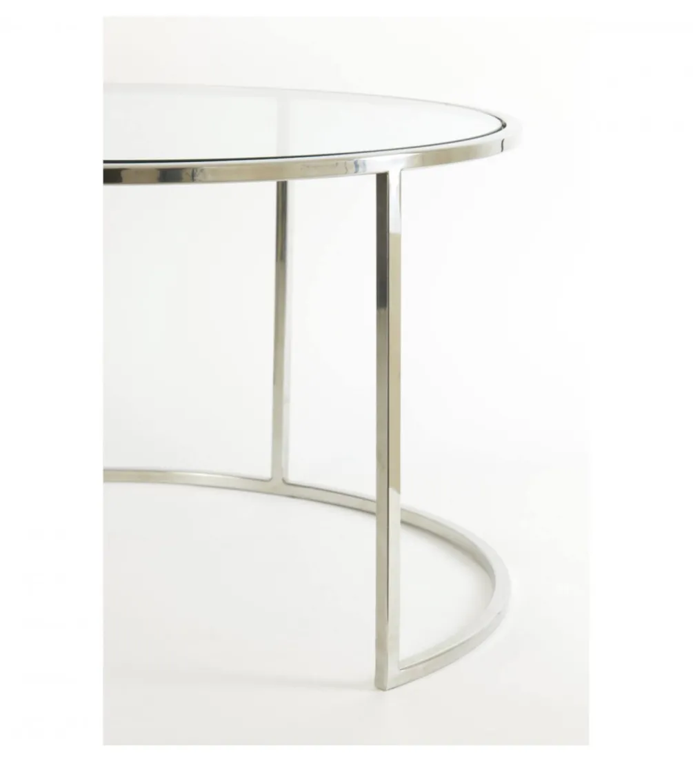Zestaw 2 stolików kawowych DUARTE 65 cm 75 cm szklane niklowane