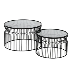 Zestaw 2 stolików kawowych FUKAO 65 cm 53 cm czarne