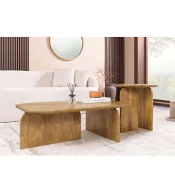 Zestaw 2 stolików kawowych GATSBY 100 cm 45 cm drewno mango