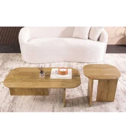Zestaw 2 stolików kawowych GATSBY 100 cm 45 cm drewno mango