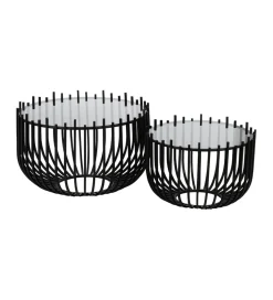 Zestaw 2 stolików kawowych GECMY 68 cm 55 cm czarne