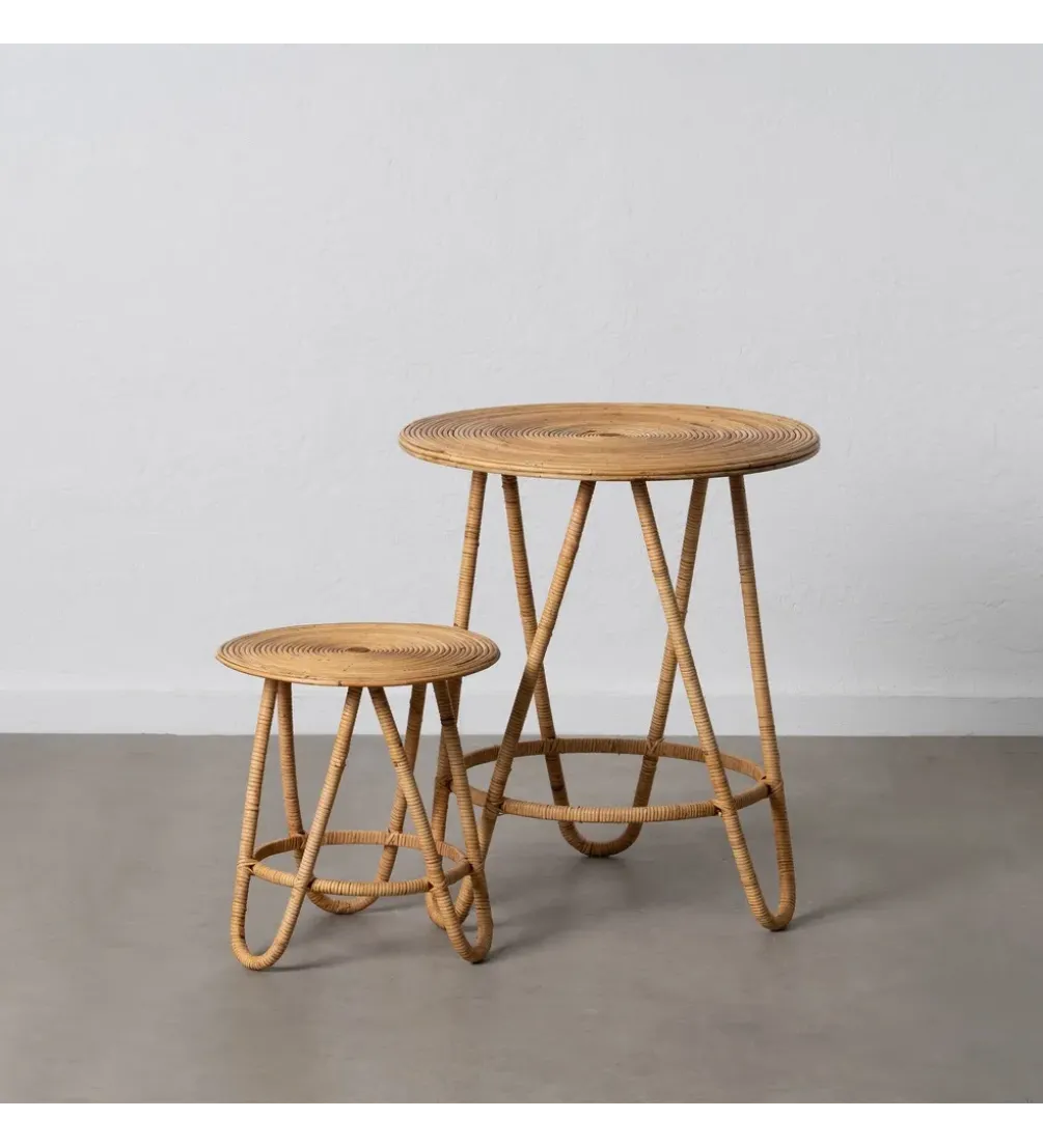 Zestaw 2 stolików kawowych MEGORY 60 cm 39 cm ratan