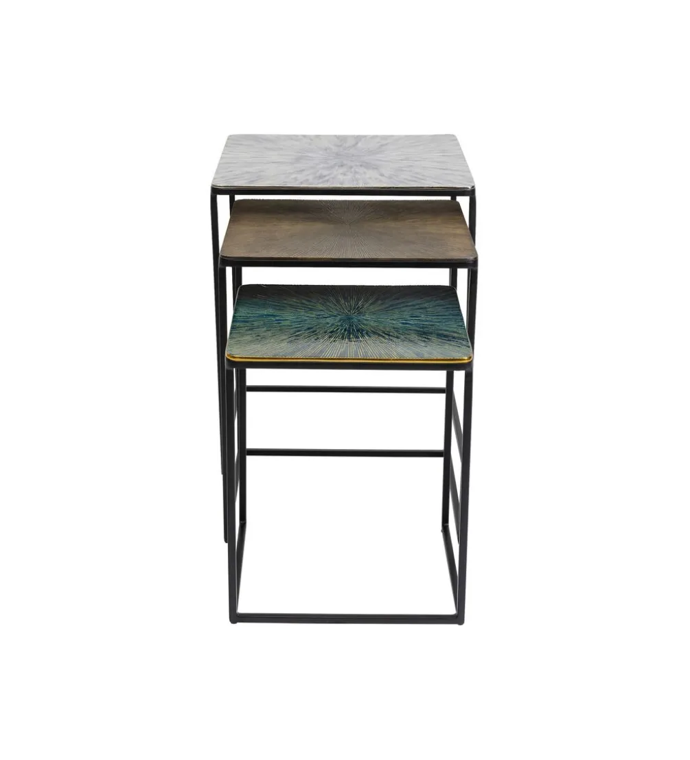 Zestaw 3 stolików kawowych RAY SQUARE 37 cm 43 cm 48 cm