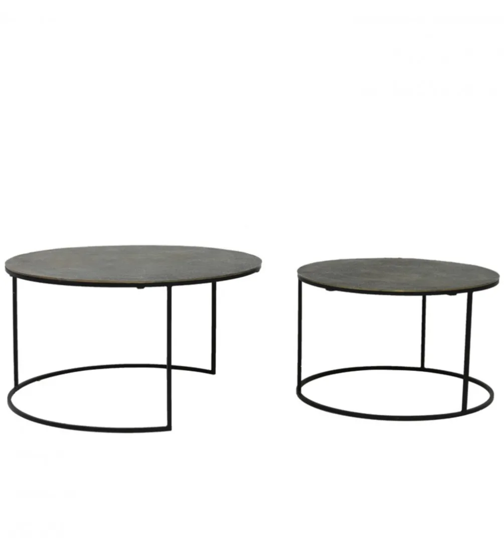 Zestaw 2 stolików kawowych RENGO 61 cm 76 cm antyczny brąz