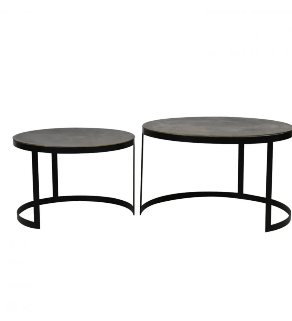 Zestaw 2 stolików kawowych TRELO 62 cm 76 cm antyczny brąz czarny