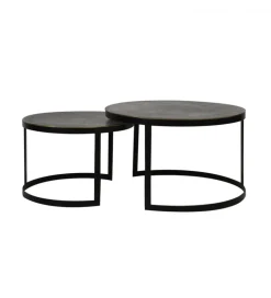 Zestaw 2 stolików kawowych TRELO 62 cm 76 cm antyczny brąz czarny