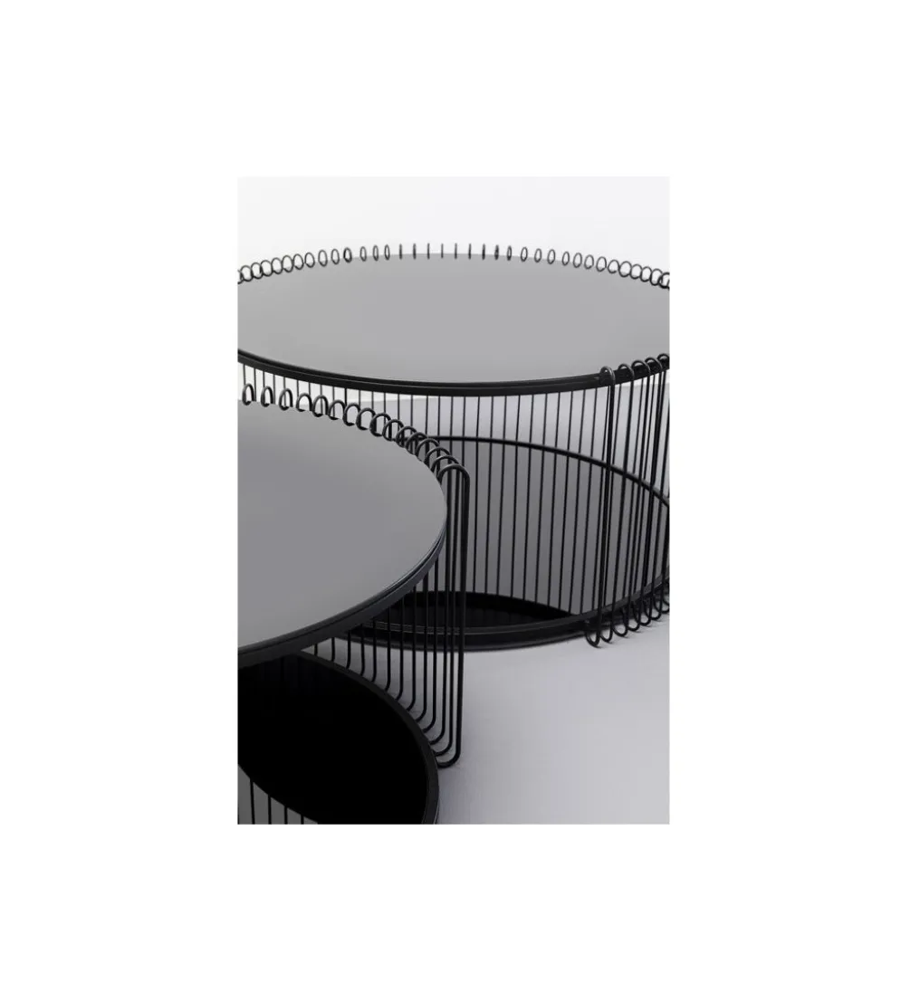 Zestaw 2 stolików kawowych WIRE 69 cm 59 cm czarne