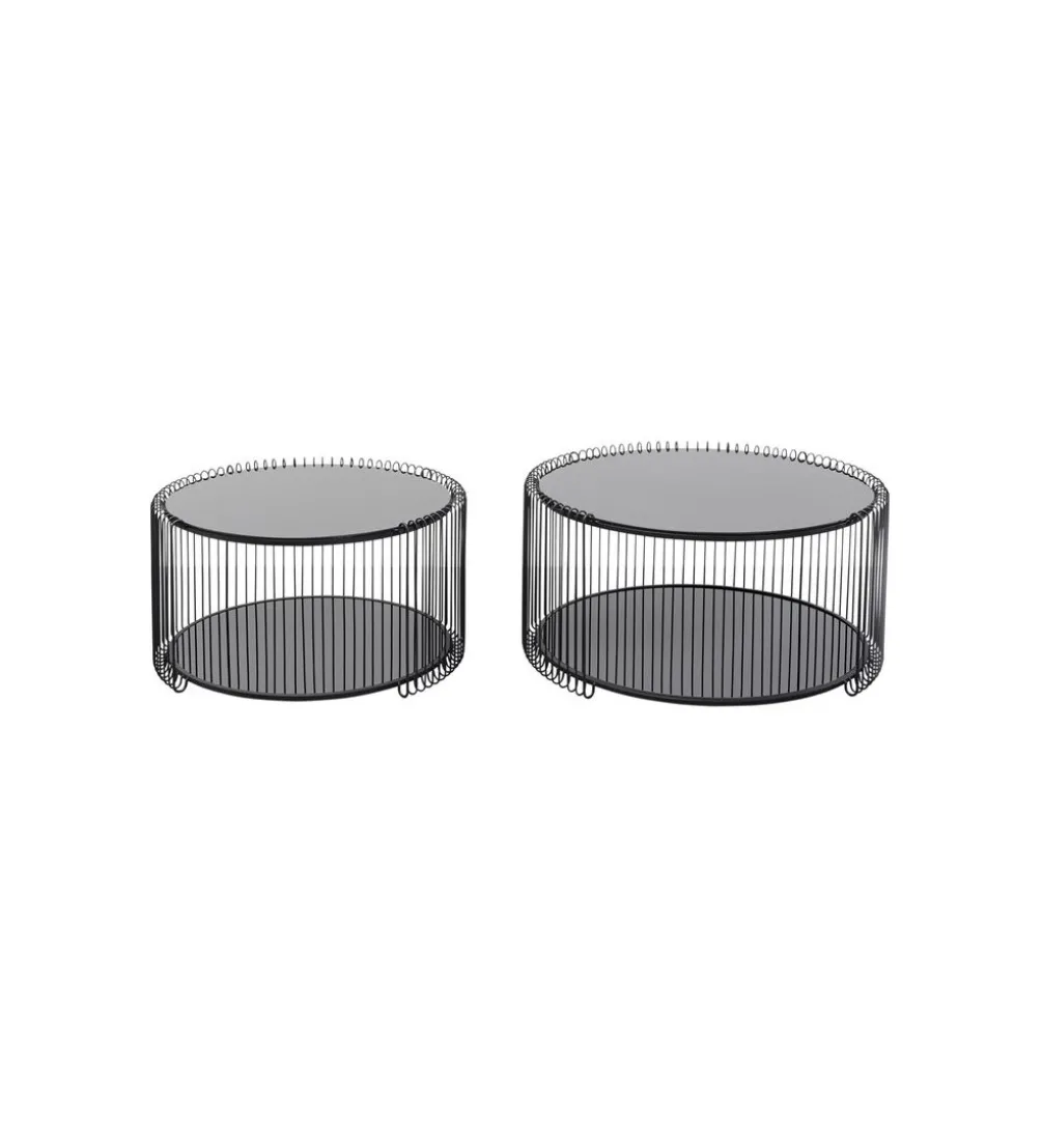 Zestaw 2 stolików kawowych WIRE 69 cm 59 cm czarne