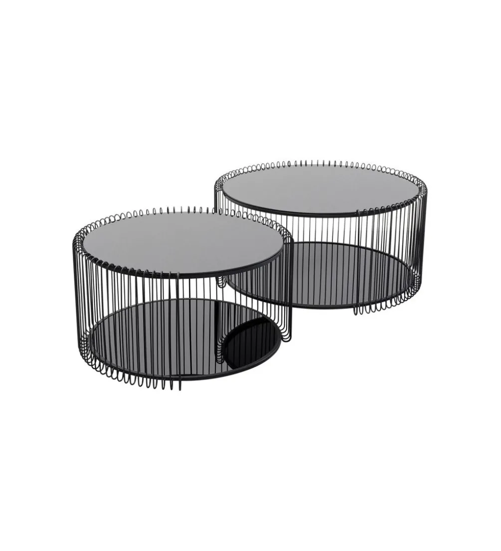 Zestaw 2 stolików kawowych WIRE 69 cm 59 cm czarne