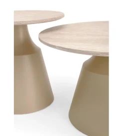 Zestaw 2 stolików kawowych ZURICH 70 cm 50 cm blat trawertyn podstawa kaszmir