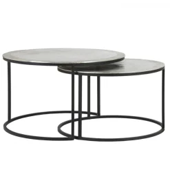 Zestaw 2 stolików TALCA 75 cm 67 cm nikiel