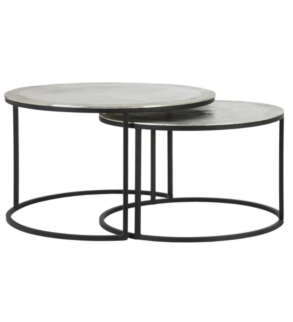 Zestaw 2 stolików TALCA 75 cm 67 cm nikiel