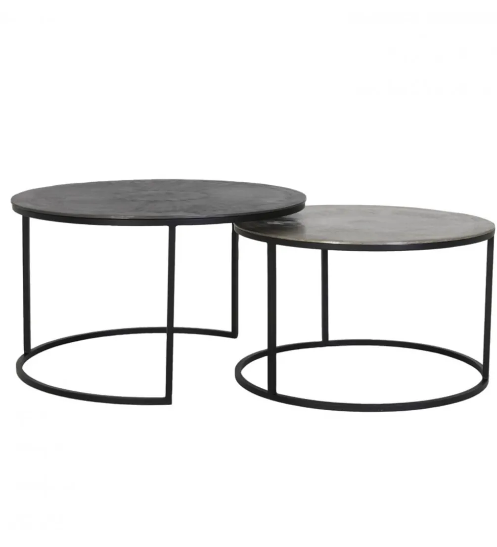 Zestaw 2 stolików TALCA 75 cm 67 cm srebrne